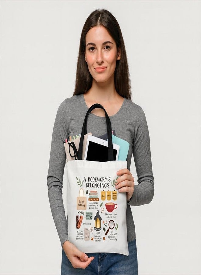 PrintingZone حقيبة تسوق بيضاء من PrintingZone مزودة بسحاب إغلاق، حقائب قماشية مطبوعة بتصميمات مميزة للنساء، سعة كبيرة، حقيبة تسوق للتسوق، الجامعة، السفر، حقيبة يد قماشية للجنسين (VWB12) - Image 3